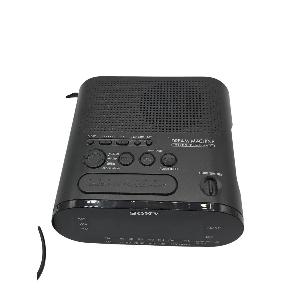 Sony ICF C218 FM AM‎ Clock Radio Dream Machine Auto Time Set Green Display